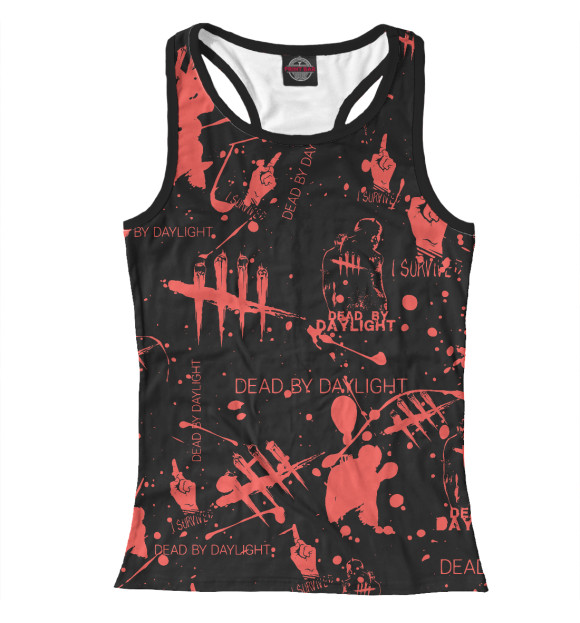 Женская майка-борцовка с притом Dead by Daylight цвета Белый Женская майка-борцовка с изображением Dead by Daylight цвета Белый