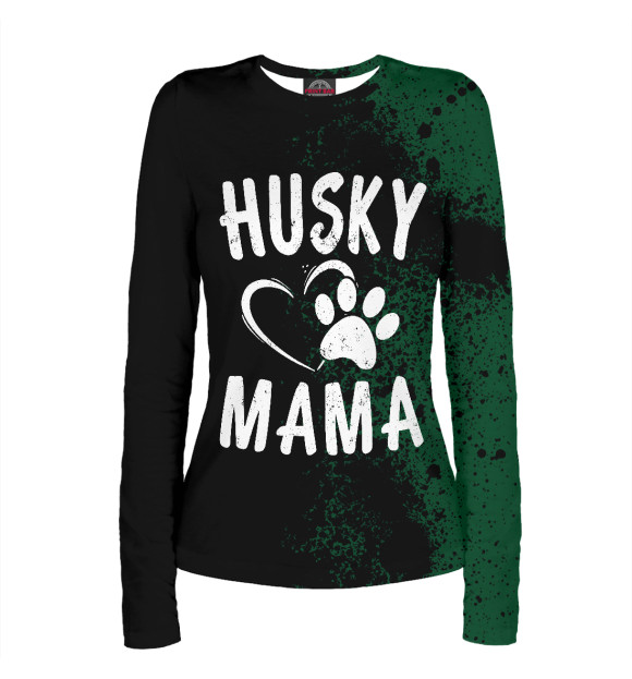 Женский лонгслив с изображением Husky Mama цвета Белый