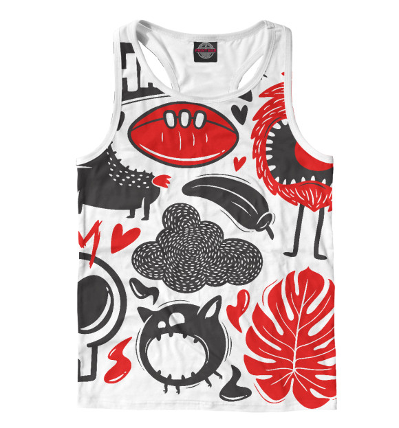 Мужская майка-борцовка с изображением Ужастики цвета Белый