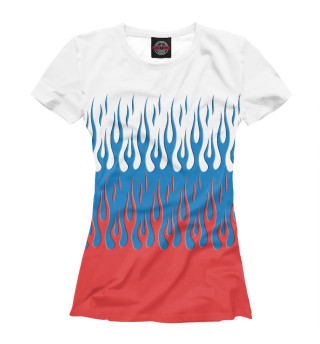 Женская футболка Россия (огонь)