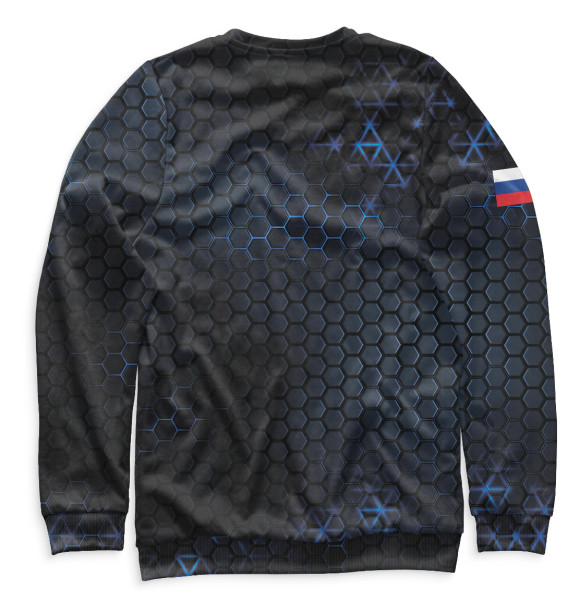 Мужской свитшот с изображением Герб России, соты цвета Белый