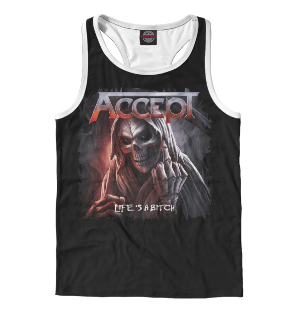 Мужская майка-борцовка с изображением Accept цвета Белый