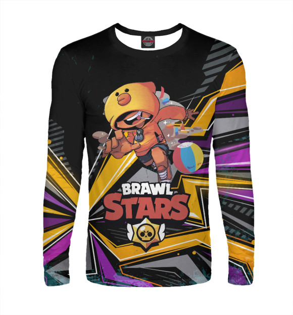 Мужской лонгслив с притом Brawl stars цвета Белый Мужской лонгслив с изображением Brawl stars цвета Белый