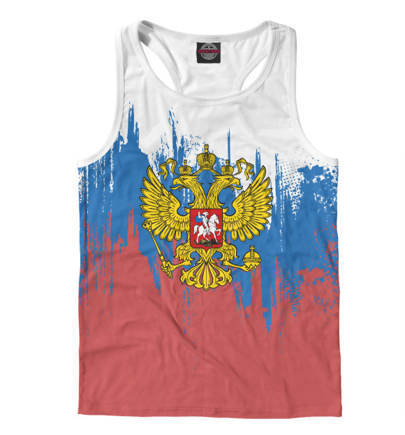 Мужская майка-борцовка с изображением Герб РФ цвета Белый