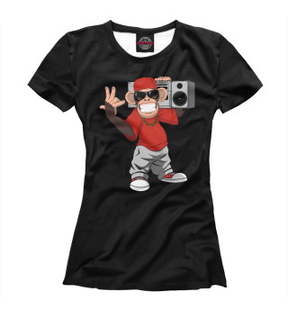 Женская футболка Горилла с магнитофном