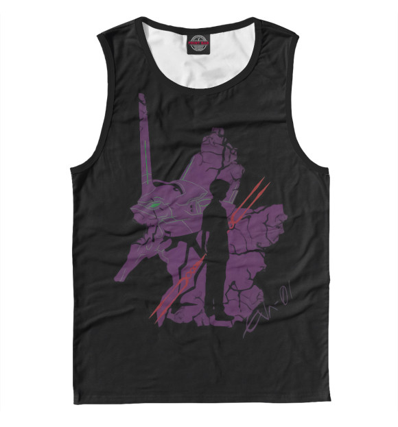 Мужская майка с изображением Евангелион цвета Белый