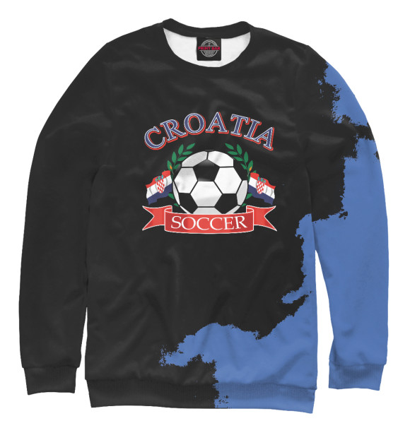 Свитшот для девочек с изображением Croatia soccer ball цвета Белый