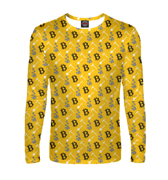 Мужской лонгслив с изображением Добыча Биткоинов цвета Белый