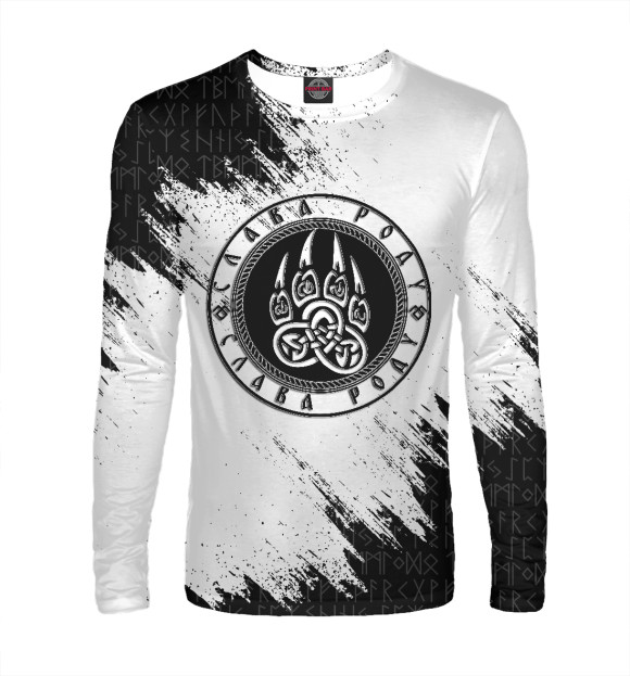Мужской лонгслив с изображением Оберег Печать Велеса цвета Белый