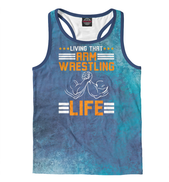 Мужская майка-борцовка с притом Armwrestling Arm Wrestling цвета Белый Мужская майка-борцовка с изображением Armwrestling Arm Wrestling цвета Белый