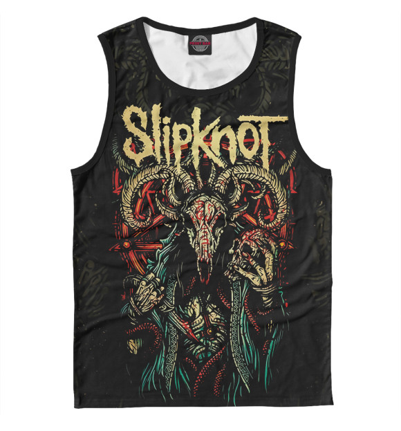 Мужская майка с изображением Slipknot цвета Белый