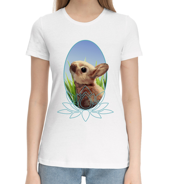 Женская хлопковая футболка с изображением Rabbit Day Kumi цвета Белый