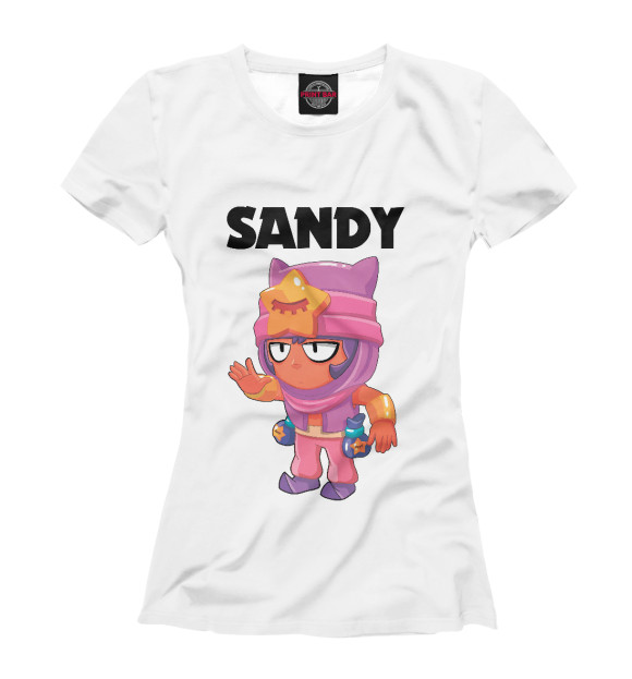 Женская футболка с изображением Brawl Stars SANDY цвета Белый