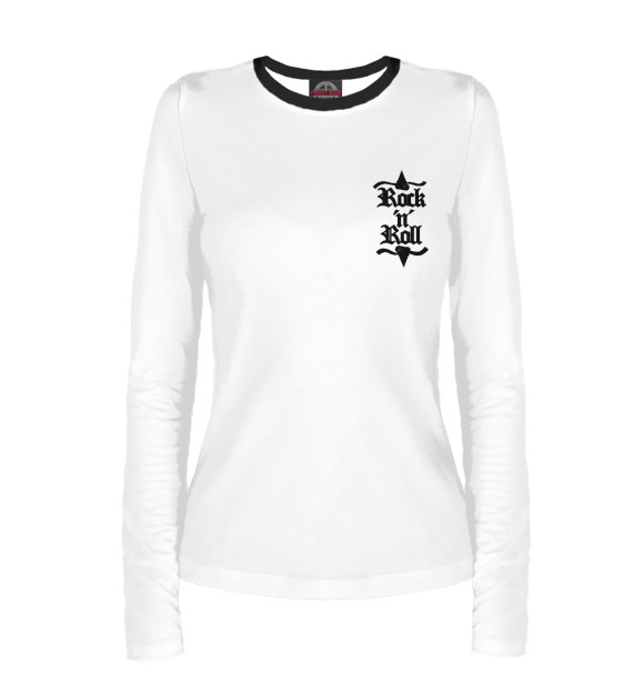 Женский лонгслив с изображением Rrock And Roll цвета Белый