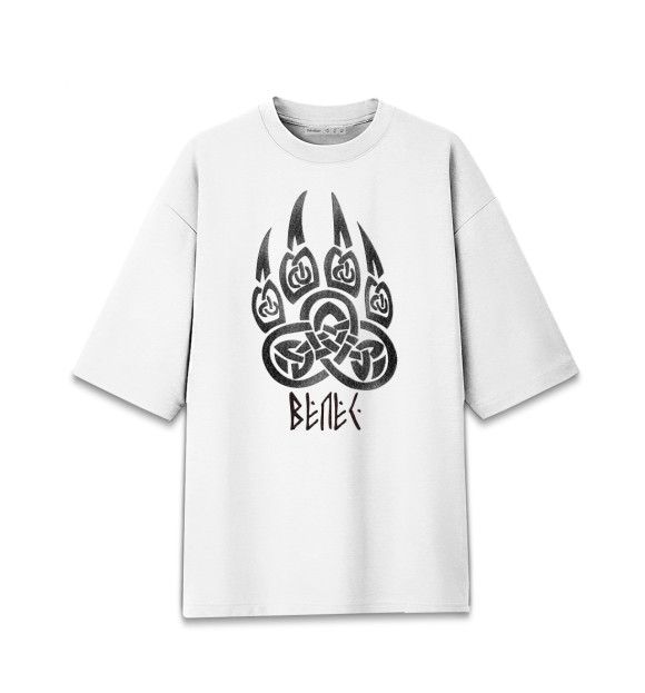 Женская футболка оверсайз с притом Велес / Печать Велеса цвета Белый Женская футболка оверсайз с изображением Велес / Печать Велеса цвета Белый