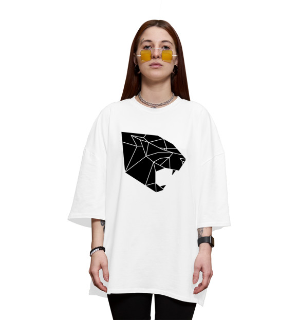 Женская футболка оверсайз с изображением Triangle pantera цвета Белый