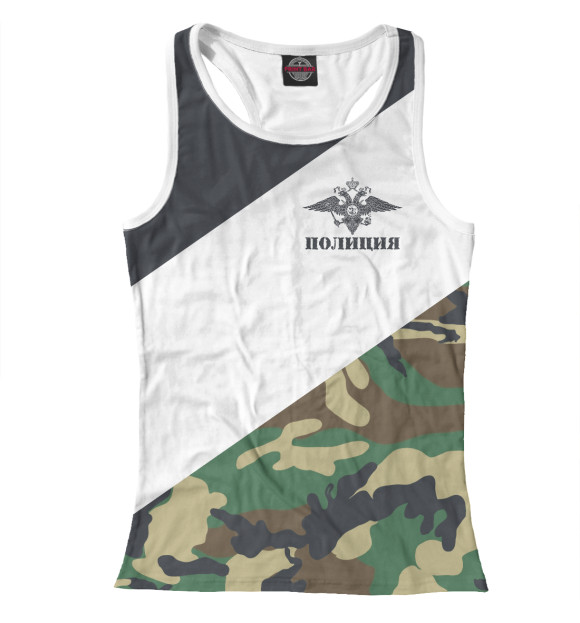Женская майка-борцовка с изображением Полиция цвета Белый