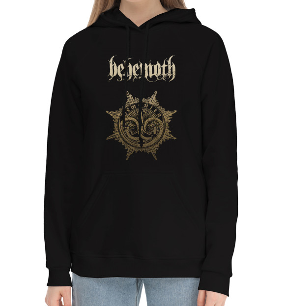 Женский хлопковый худи с притом Behemoth цвета Черный Женский хлопковый худи с изображением Behemoth цвета Черный