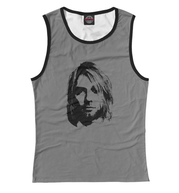 Женская майка с притом Курт Кобейн цвета Белый Женская майка с изображением Курт Кобейн цвета Белый