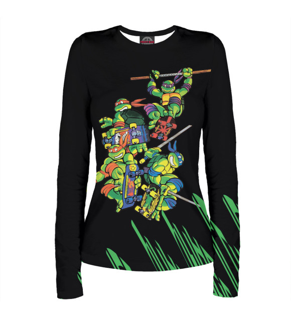 Женский лонгслив с изображением Черепашки-ниндзя цвета Белый