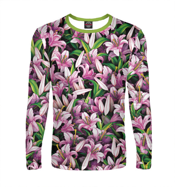 Мужской лонгслив с изображением Лилии цветут цвета Белый