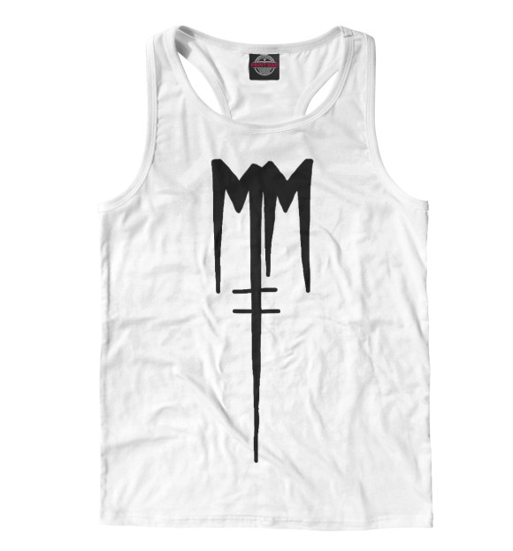 Мужская майка-борцовка с изображением Marilyn Manson цвета Белый