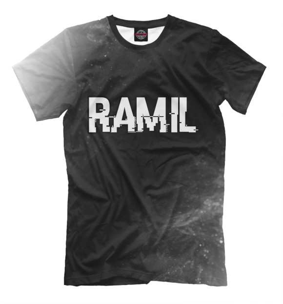 Мужская футболка с изображением RAMIL + Огонь цвета Белый