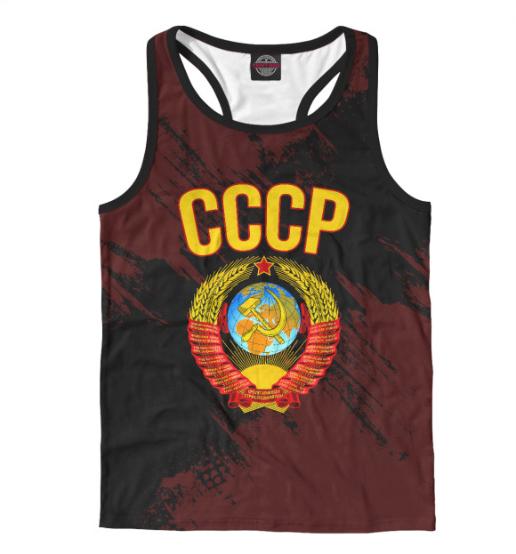 Мужская майка-борцовка с изображением СССР цвета Белый