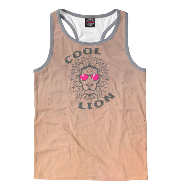 Мужская майка-борцовка с изображением Cool Lion цвета Белый