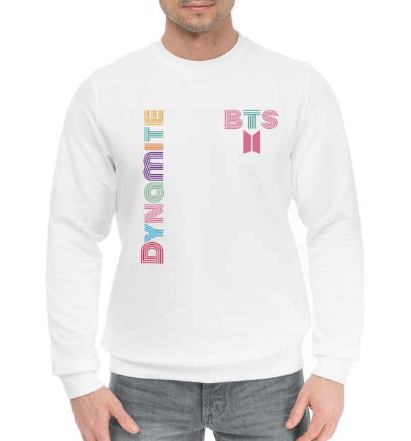Мужской хлопковый свитшот с изображением Dynamite, BTS, БТС, Динамит цвета Белый
