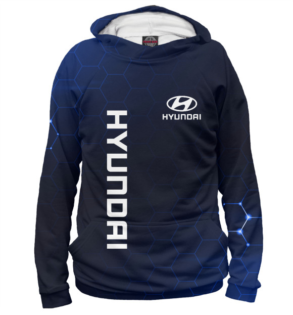 Мужское худи с изображением Хендай, Hyundai цвета Белый