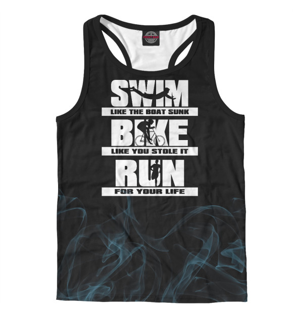 Мужская майка-борцовка с изображением Swim Bike Run Triathlon цвета Белый