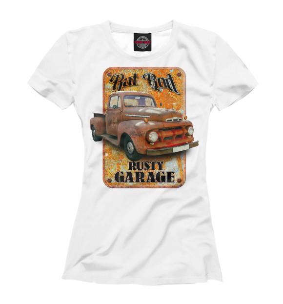 Женская футболка с изображением Американский хот род (Rat rod) на белом цвета Белый