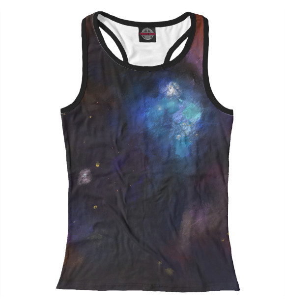Женская майка-борцовка с изображением Космическое пространство цвета Белый