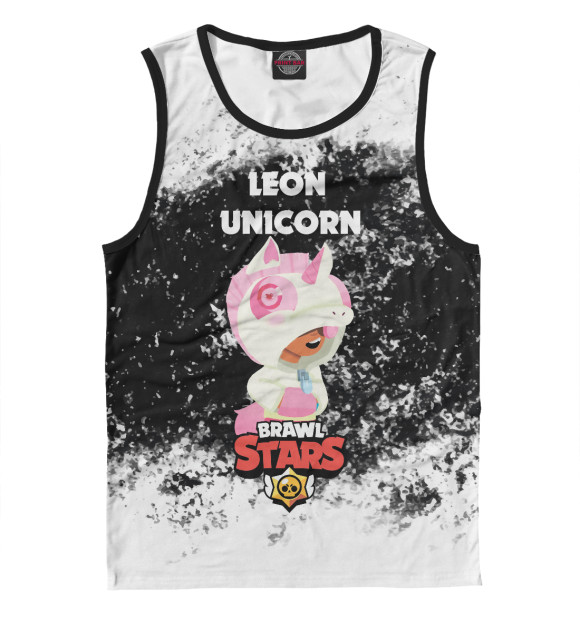 Мужская майка с изображением BRAWL STARS LEON UNICORN цвета Белый