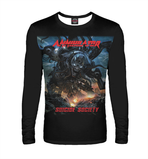Мужской лонгслив с изображением Annihilator цвета Белый