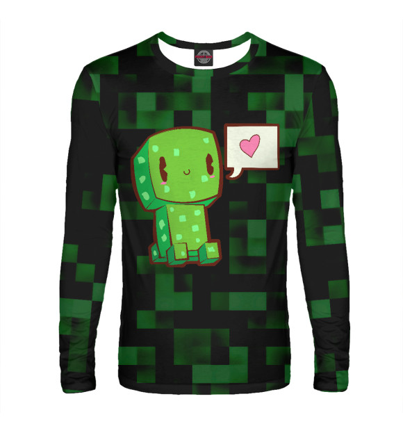Мужской лонгслив с изображением Minecraft Creeper цвета Белый
