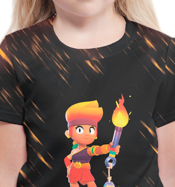 Футболка для девочек с изображением BRAWL STARS AMBER цвета Белый