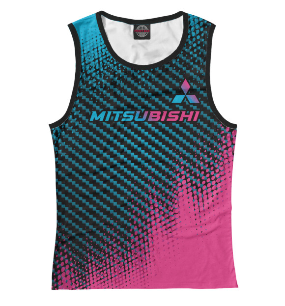 Майка для девочки с изображением Mitsubishi Neon Gradient цветные полосы цвета Белый