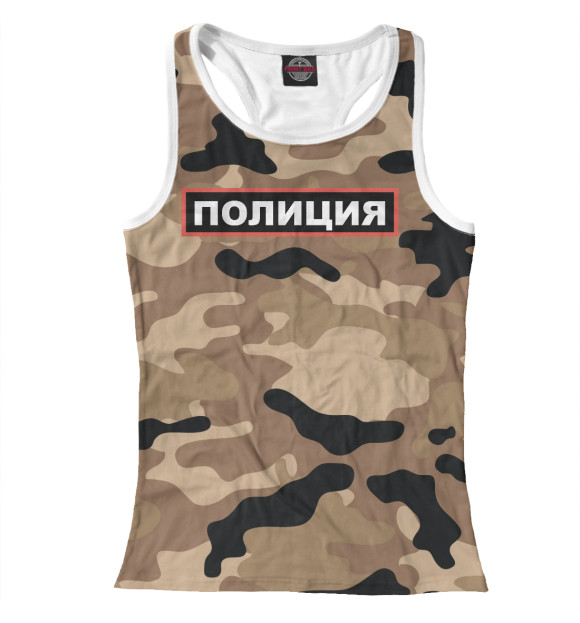 Женская майка-борцовка с изображением Полиция цвета Белый