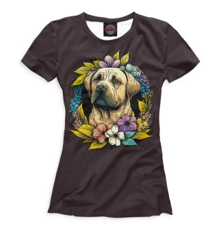 Женская футболка Собака в венке