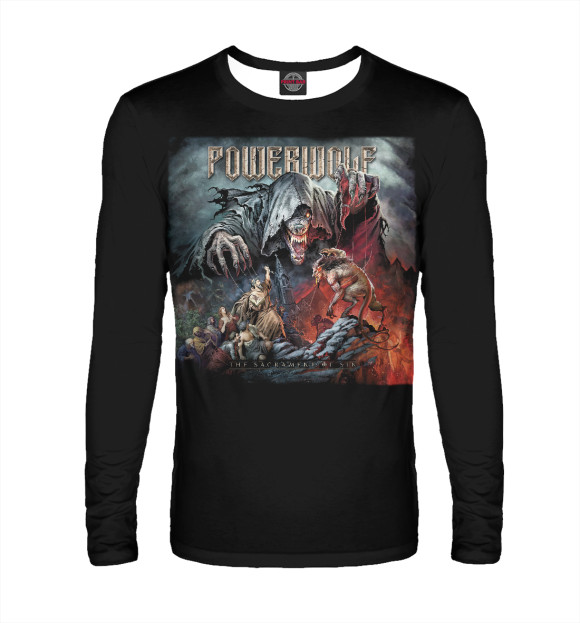 Мужской лонгслив с изображением Powerwolf цвета Белый
