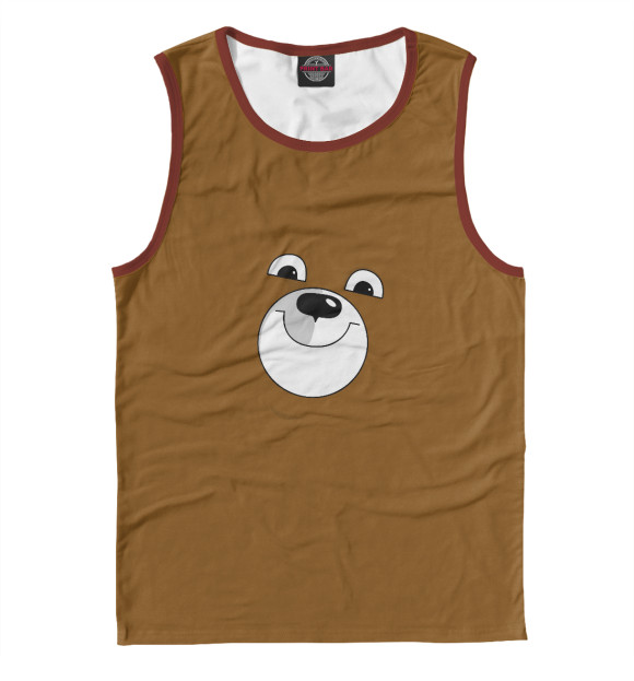 Майка для мальчика с притом Медведь (лицо) цвета Белый Майка для мальчика с изображением Медведь (лицо) цвета Белый