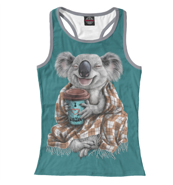 Женская майка-борцовка с изображением Сонная коала цвета Белый