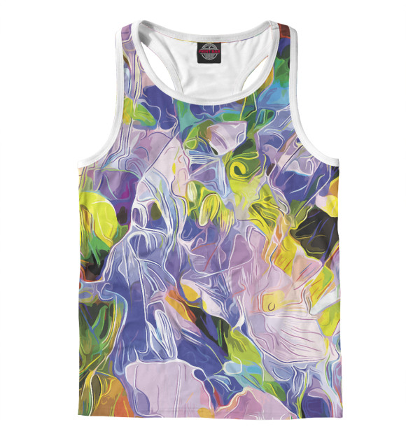 Мужская майка-борцовка с изображением Floral pattern цвета Белый