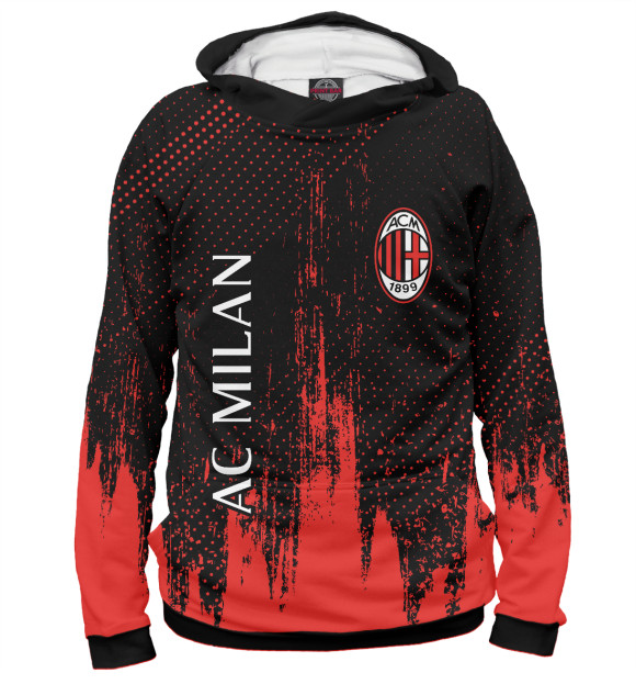 Мужское худи с изображением AC Milan / Милан цвета Белый