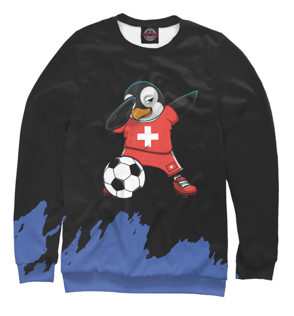 Свитшот для девочек с изображением Dabbing Penguin Switzerland цвета Белый