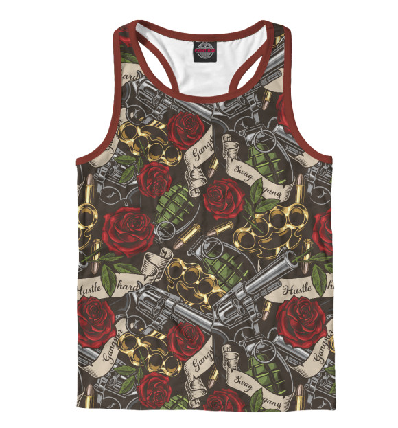 Мужская майка-борцовка с изображением Gangster цвета Белый