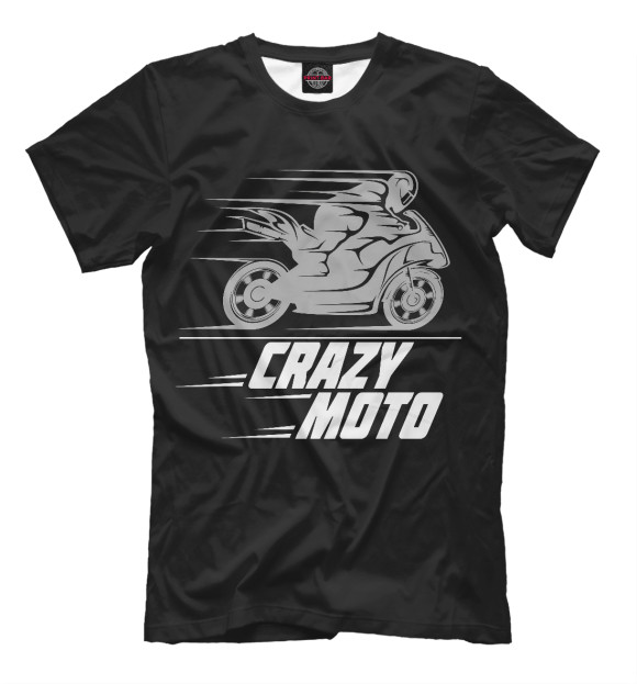Мужская футболка с изображением Crazy Moto цвета Белый