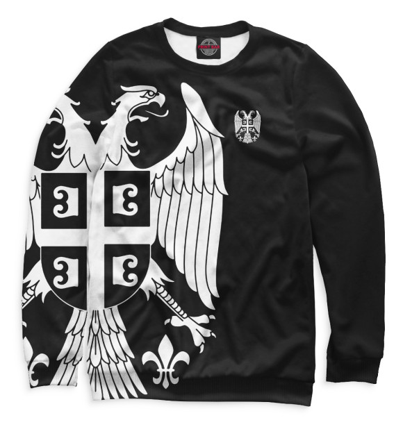 Мужской свитшот с изображением Герб Сербии цвета Белый